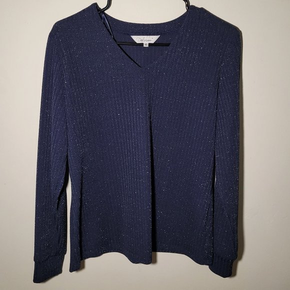 Sparkly Blue Delirium V-neck Knitted Sweater - Picture 1 of 4